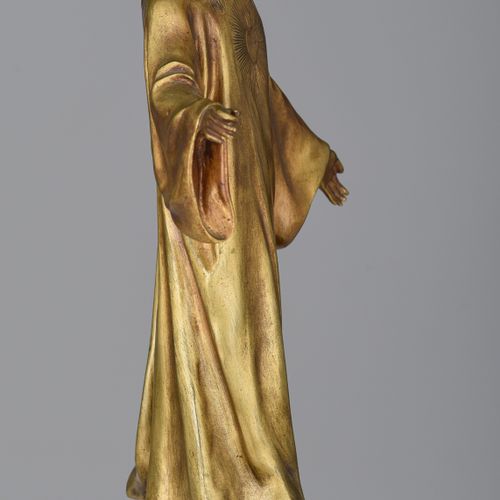 Paul Gasq (1860-1944), the blessing of Christ, patinated bronze on a vert de mer&hellip;