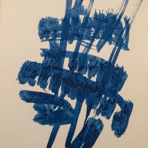 Ladislas KIJNO (1921 2012) Composition,1960 Encre bleu sur papier, signée et dat&hellip;