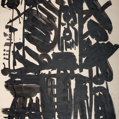 Ladislas KIJNO (1921 2012) Composition en noir 1960 Encre sur papier, signée en &hellip;