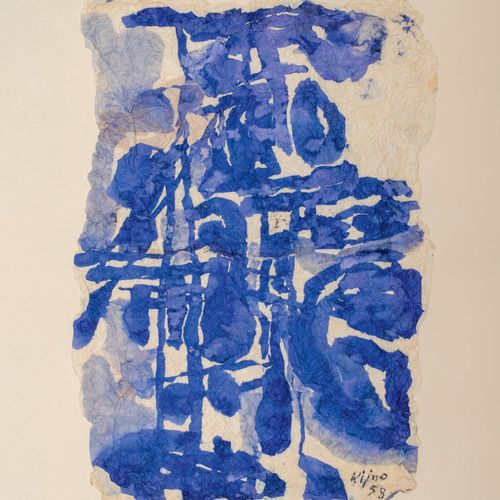 Ladislas KIJNO (1921 2012) Composition en bleu 1958 Technique mixte et gouache s&hellip;