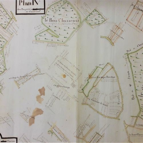 Null Grand terrier composé de 3 feuilles. « Plan de Chantelout ». Plume, lavis d&hellip;