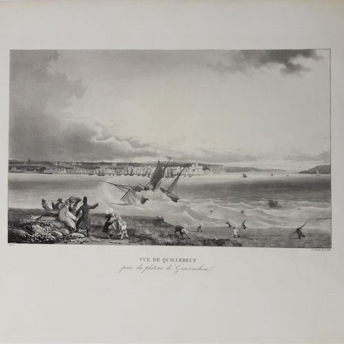 Null GARNEREY Ambroise-Louis (1783-1857) - «Vue de Quillebeuf ». Lithographie. P&hellip;