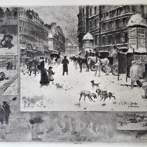 Null BUHOT Félix (1847-1898) « L'hiver à Paris en 1879 ». 1879. Ensemble de deux&hellip;
