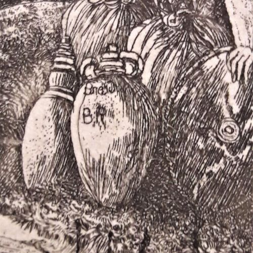 Null BRESDIN Rodolphe (1822-1885) « Repos en Egypte à l'âne broutant.» 1871. Gra&hellip;