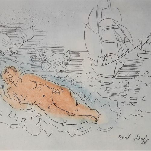 Null DUFY Raoul (1877-1953) « La baigneuse ». Eau forte et aquatinte en couleur.&hellip;