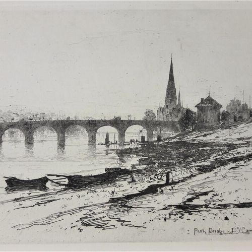 Null CAMERON David Young (1865-1945) « Perth bridge ».1889. Ensemble de 19 planc&hellip;