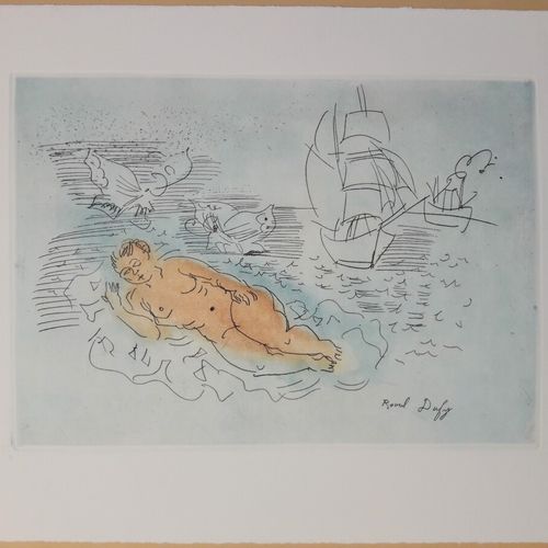 Null DUFY Raoul (1877-1953) « La baigneuse ». Eau forte et aquatinte en couleur.&hellip;