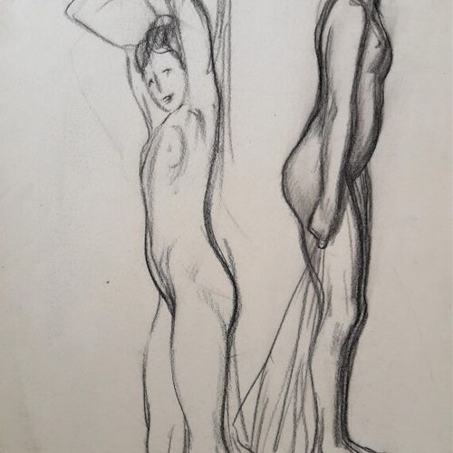 Null STEINLEN Théophile Alexandre (1859-1923) « Etude de nus féminins. » Craie n&hellip;