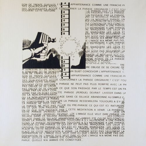 让 弗朗索瓦 博里（生于1938年） 《Un pasage par la phrase》，1971年 布面印刷，背面有签名、日期71和编号3 x厘米非常小的意外&hellip;