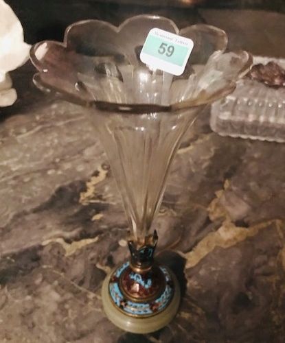 AUCUN ORDRE D'ACHAT Petit vase soliflore en cristal et en bronze cloisonné. XIXè&hellip;