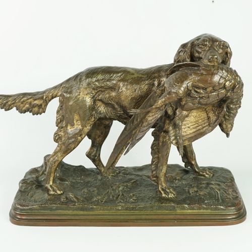 Null Alfred DUBUCAND (1828-1894) "Setter und Fasan

Bronze mit Medaillenpatina, &hellip;