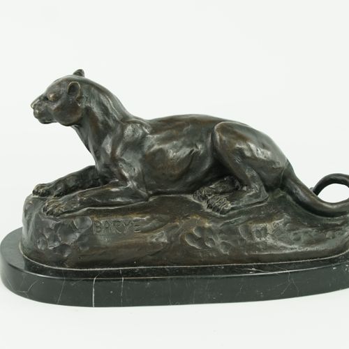 Null Antoine-Louis BARYE (1796-1875) nach, "Liegender Panther

Proof in Bronze m&hellip;