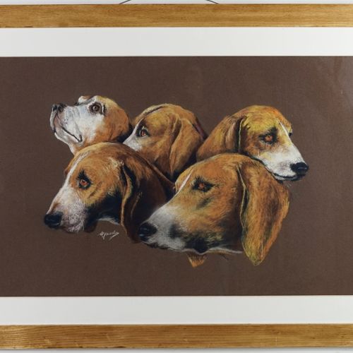 Null Marie-Annick GRISELIN (1942- ) "狩猎的队伍

纸上粉笔画

五大英法三色的代表。

右下方有签名

尺寸：56x76厘&hellip;