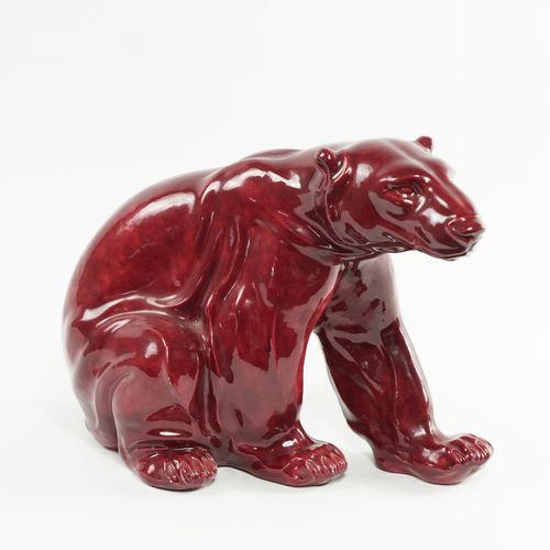 Null Roter Keramik-Eisbär 

Art déco-Stil

Unten signiert "Jacques R., Paris

Gr&hellip;