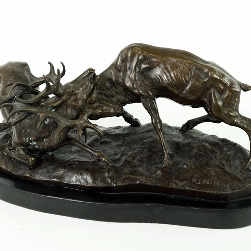 Null After Pierre Jules MENE (1810-1879) "Combat de cerf

Bronze group with brow&hellip;