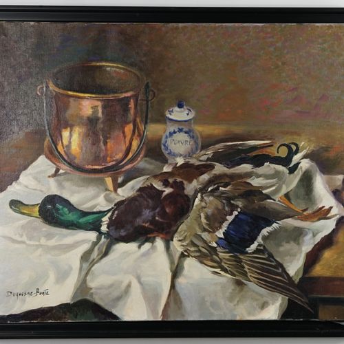 Null DUQUESNE-BONTE (XXth) "Still life with a mallard duck".

Oil on canvas.

Si&hellip;