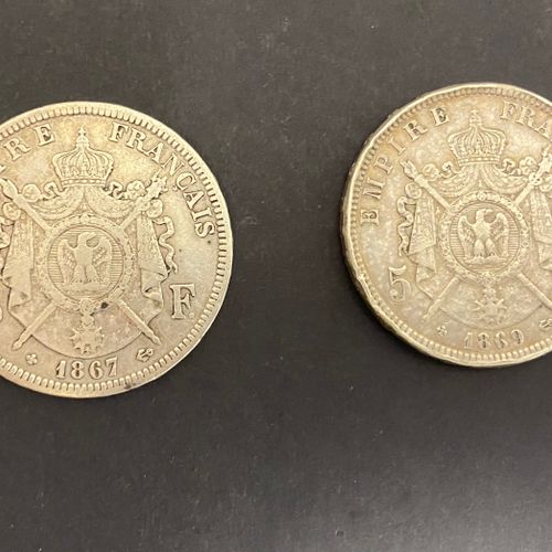 Null 2 pièces de 5 Francs en argent. Type Napoléon III. 1867- 1869