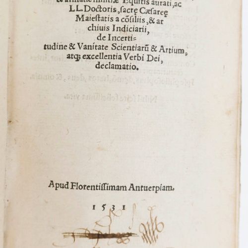 AGRIPPA (Henri Corneille). De Incertitudine & Vanitate Scientiaru(m) & Artium, a&hellip;