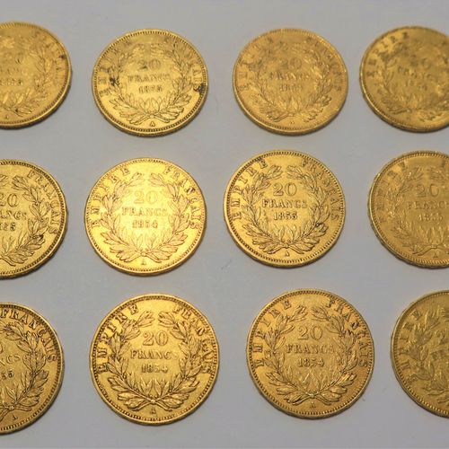 Null 12 pièces de 20 Francs en or. Type Napoléon III Empereur. 1853 A - 1854 A (&hellip;