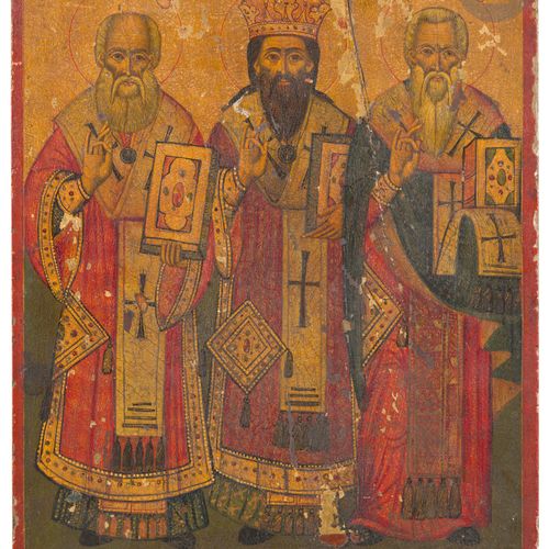 Null Icône des patriarches Saints Athanase, Cyrille et Ignace. Grèce, XIXe siècl&hellip;