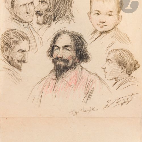 Null Georges Ferdinand BIGOT (1860-1927)
Type de moujik
Fusain. 
Signé en bas à &hellip;
