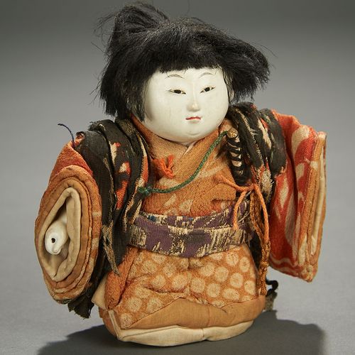 Adorable Miniature Standing Gosho-ningyo (Palace Doll), Edo Period 4" (10 cm.) M&hellip;