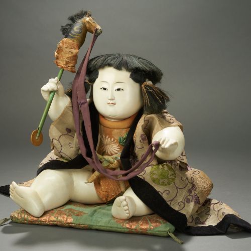 Delightful Gosho-ningyo (Palace Doll) with Harukoma (Hobby Horse) 15" (38 cm.) C&hellip;