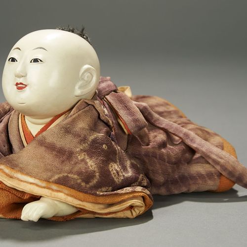 Haihai Gosho-ningyo (Crawling Baby Palace Doll) in Purple Kimono, Edo Period 8" &hellip;