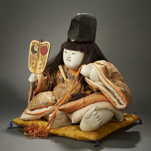 Monumental Gosho-ningyo (Palace Doll) with Chinese Battle Fan, Edo Period 23 1/2&hellip;