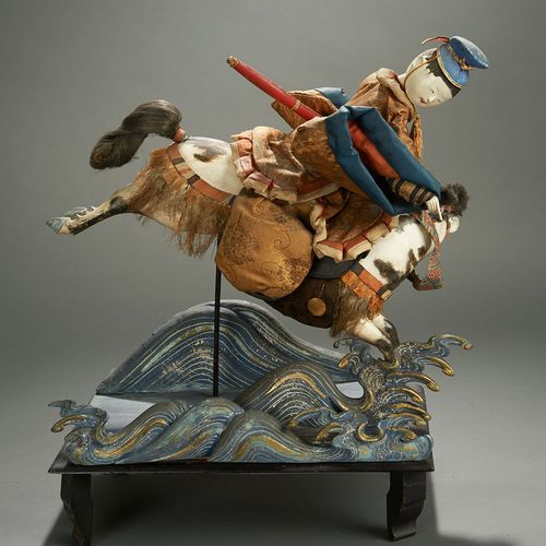 Isho-ningyo Depicting Chinese Warrior Gentoku Plunging Horseback into Tan Gorge,&hellip;