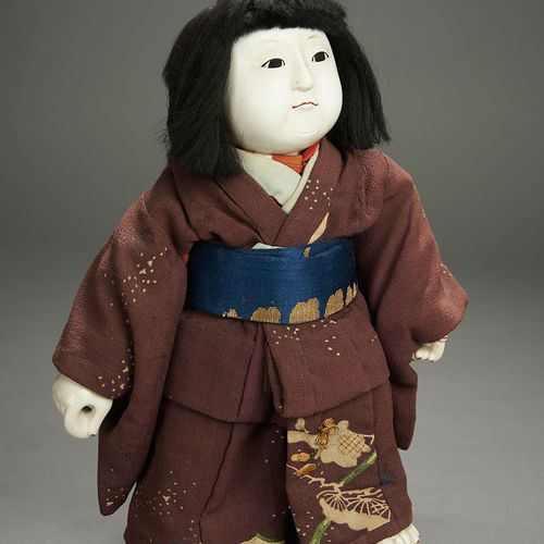 Adorable Standing Gosho-ningyo (Palace Doll) in a Purple Kimono, Edo Period 9" (&hellip;
