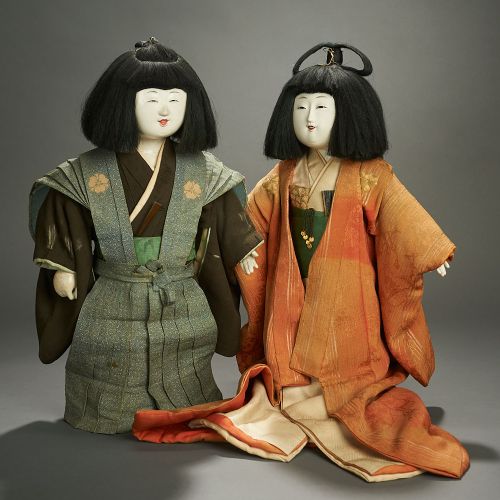 Important Wakagime-Himegime (Imperial Prince and Princess) Gosho-ningyo, Edo Per&hellip;