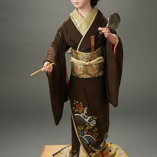 Classic Iki-ningyo (Living Doll) of a Bijin (Beautiful Woman), Meiji Era 25" (64&hellip;