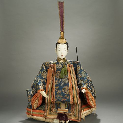 Spectacular Large-Scale Kyoho-bina Imperial Couple, Edo Period 23" (58 cm.) h. W&hellip;
