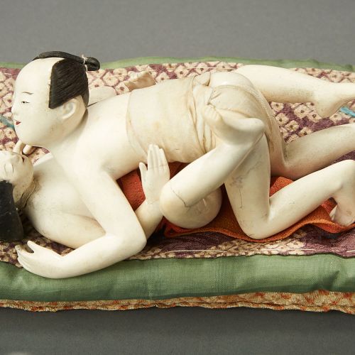 Refined Pair, Shunga-ningyo ("Spring Picture" Erotic Doll), Edo Period 7" (18 cm&hellip;