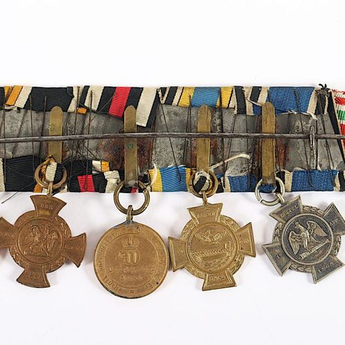 Ordensspange mit 5 Auszeichnungen, Preussen, 1864 1866 1870-71 PANNEAU D'ORDRE A&hellip;