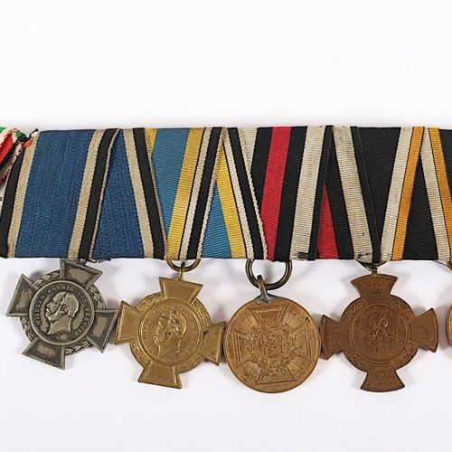 Ordensspange mit 5 Auszeichnungen, Preussen, 1864 1866 1870-71 PANNEAU D'ORDRE A&hellip;