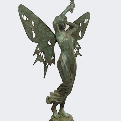 Gartenfigur "Elfe", Bronze GRAN FIGURA DE JARDÍN "ELFE", sosteniendo una antorch&hellip;