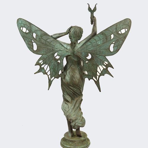Gartenfigur "Elfe", Bronze GROSSE GARTENFIGUR "ELFE", eine Fackel haltend, Bronz&hellip;