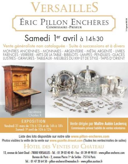 Vente courante : Montres anciennes - Argenterie - Vaisselle - Bibelots - Livres - Mobilier