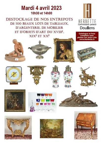 500 BEAUTIFUL LOTS OF PAINTINGS, SILVERWARE, FURNITURE AND OBJETS D'ART FROM THE 18TH, 19TH AND 20TH CENTURIES ARE BEING DESTOCKED FROM OUR WAREHOUSES