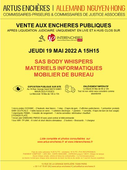 SAS BODY WHISPERS | MATERIELS INFORMATIQUES MOBILIER DE BUREAU