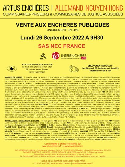 SAS NEC FRANCE | BUREAUTIQUE