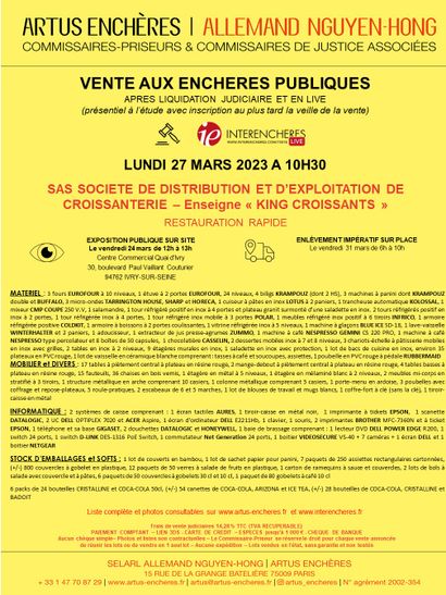SAS SOCIETE DE DISTRIBUTION ET D'EXPLOITATION DE CROISSANTERIE - Enseigne 