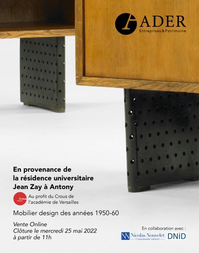 [VENTE EN LIGNE] En provenance de la résidence universitaire Jean Zay et au profit du Crous de l'Académie de Versailles : mobilier design des années 1950-60