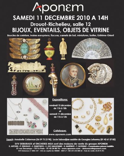 BIJOUX, EVENTAILS, OBJETS DE VITRINE