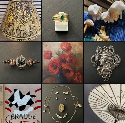 Bijoux, Pièces d'or et d'argent, Montres & Fantaisie ; Livres d'art ; Dessins & tableaux ; Objets d'Art