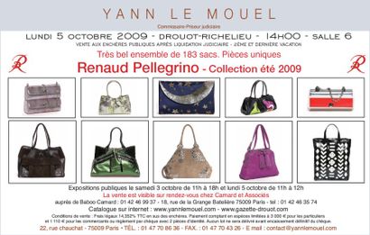Renaud Pellegrino - Collection été 2009-Très bel ensemble de 183 sacs. Pièces uniques