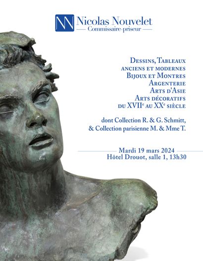 Drawings, Ancient and modern paintings, Jewelry and watches, Silverware, Asian art, Decorative arts from the 17th to the 20th century - Including the R. & G. Schmitt Collection and the M. & Mme T. Parisienne Collection. & G. Schmitt Collection and M. & Mme T. Parisian Collection.