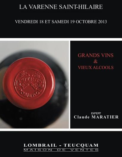 Grands vins Vieux alcools - EXPERT : C. MARATIER - Vente à 11h30 et 14h15